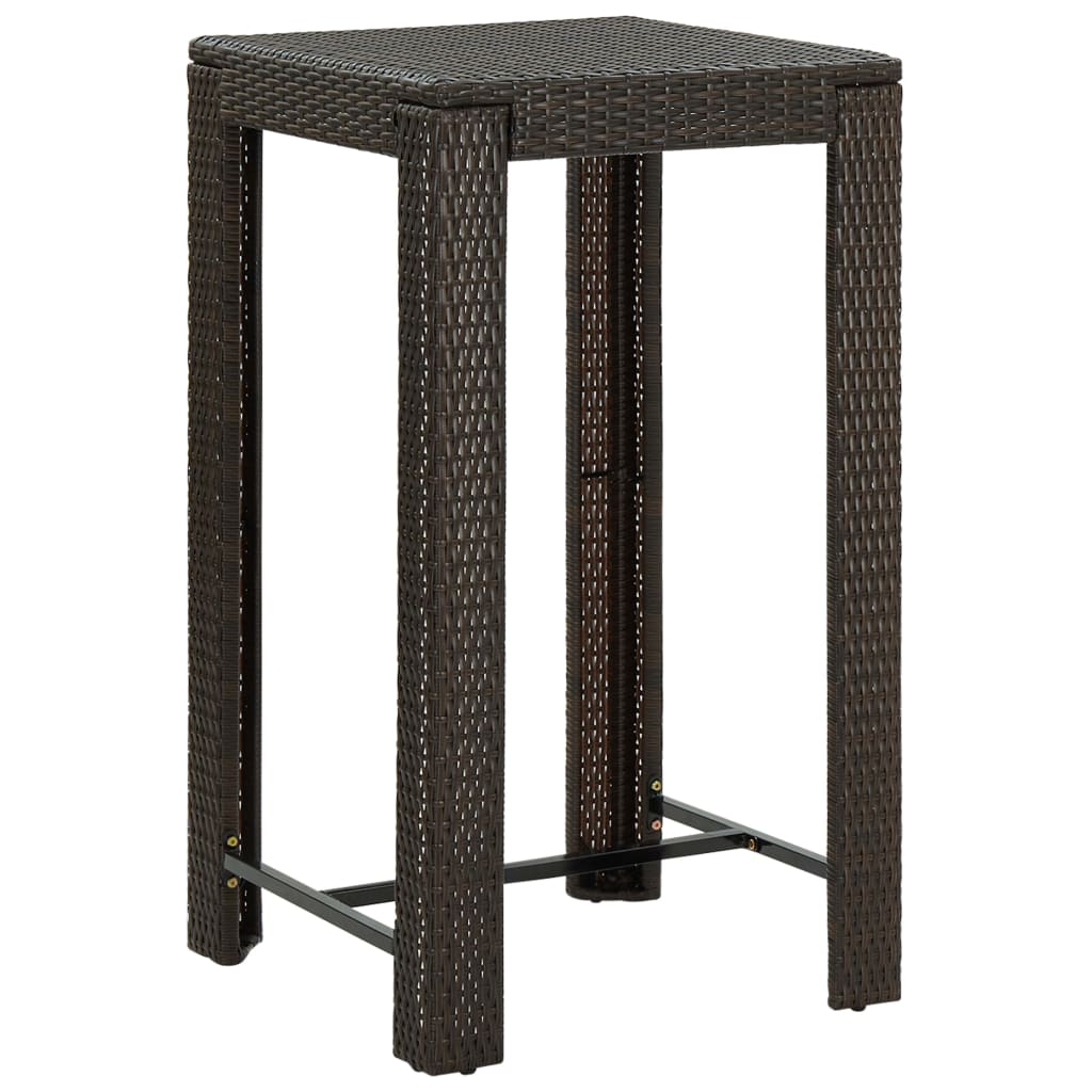 vidaXL Záhradný barový stolík hnedý 60,5x60,5x110,5 cm polyratanový