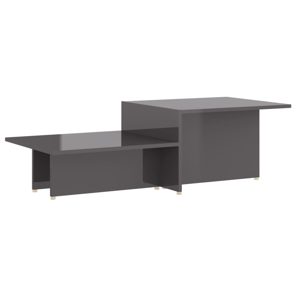 vidaXL Konferenčný stolík, lesklý sivý 111,5x50x33cm, kompozitné drevo