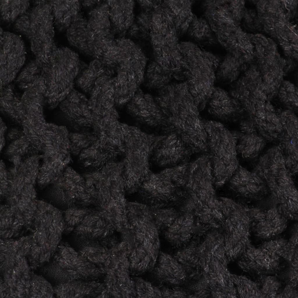vidaXL Ručne pletená bavlnená taburetka, 50x35 cm, čierna