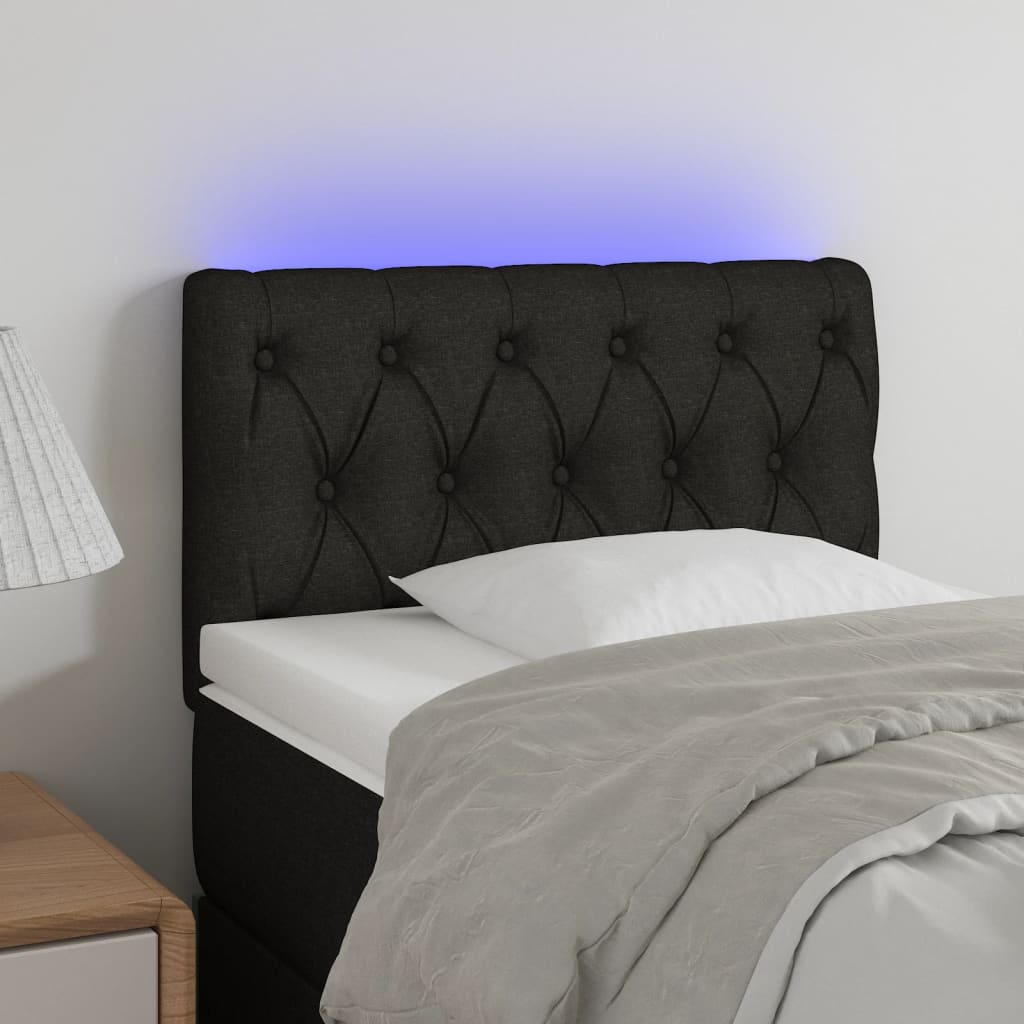 vidaXL Čelo postele s LED čierne 80x7x78/88 cm látka