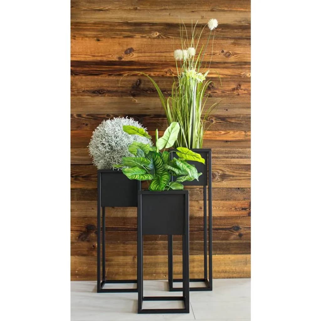H&S Collection Kvetináč na stojane kovový čierny 50 cm