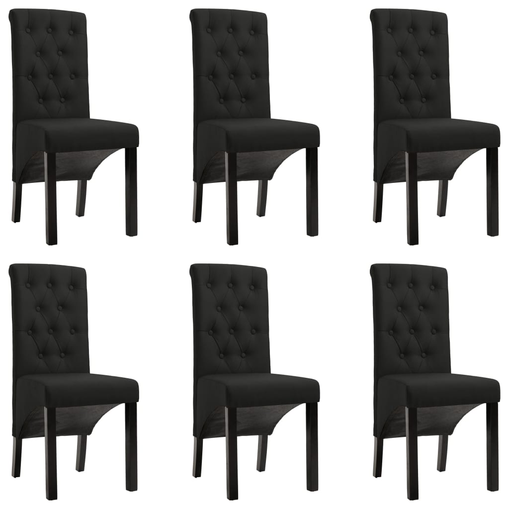 vidaXL Jedálenské stoličky 6 ks, čierne, látka