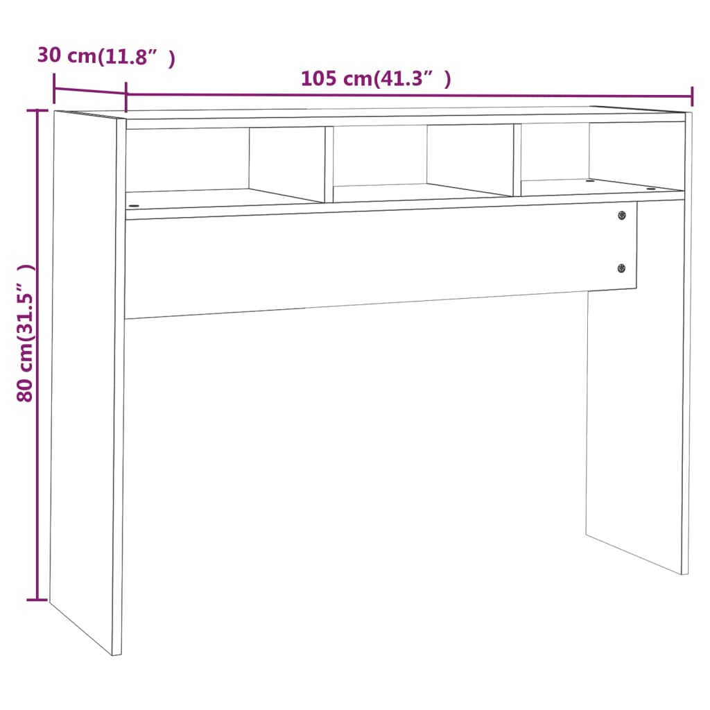 vidaXL Konzolový stolík betónovo-sivý 105x30x80cm drevotrieska