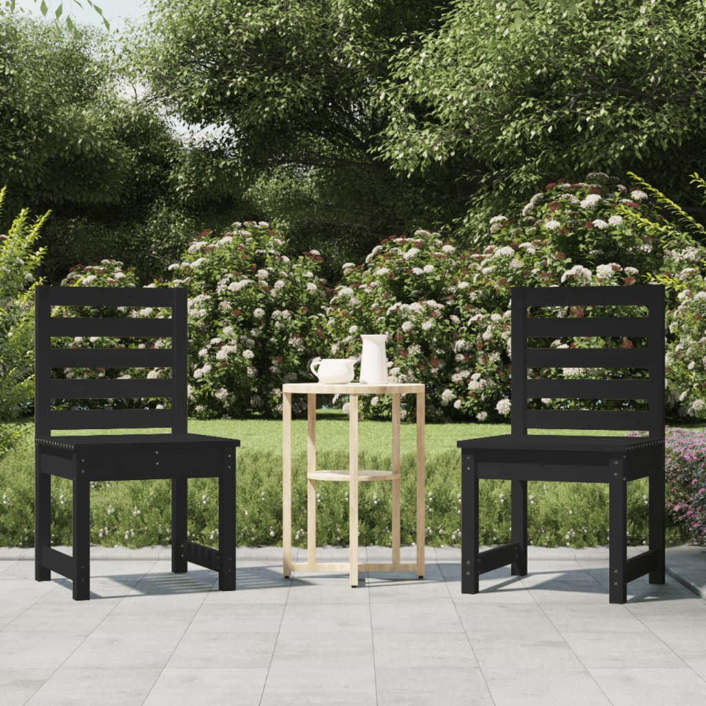 vidaXL Záhradné stoličky 2 ks čierne 50x48x91,5 cm borovicový masív
