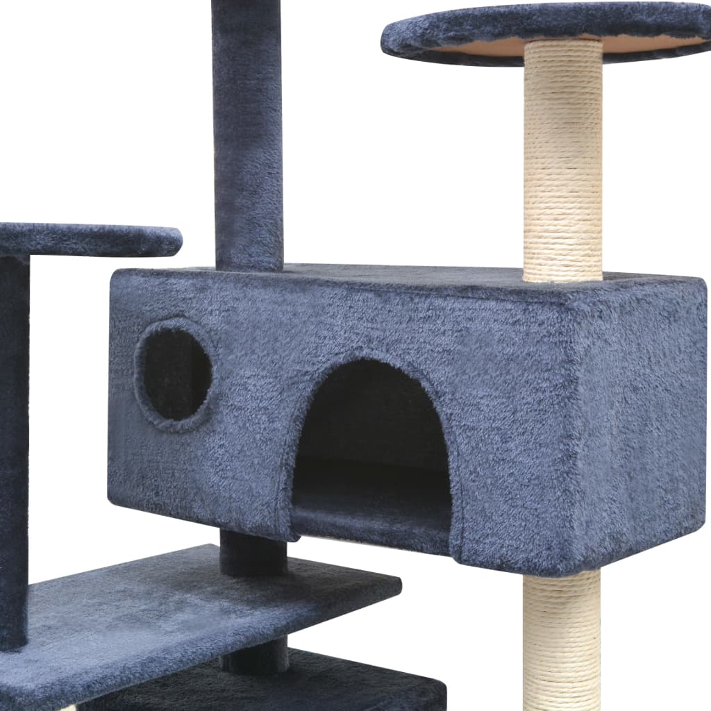 vidaXL Škrabadlo pre mačky so sisalovými stĺpikmi, 125 cm, tmavomodré
