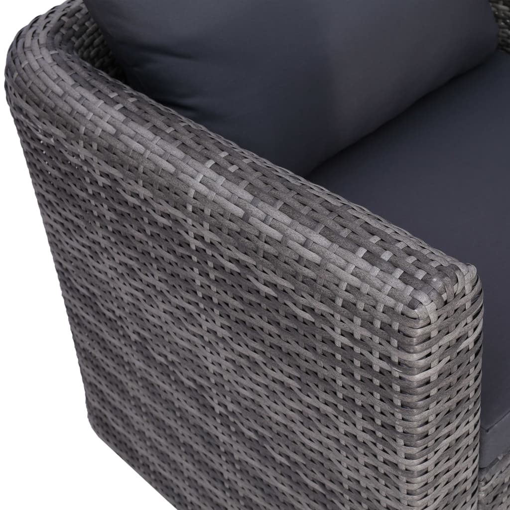 vidaXL Záhradné kreslo so sedákom a vankúšom polyratanové sivé