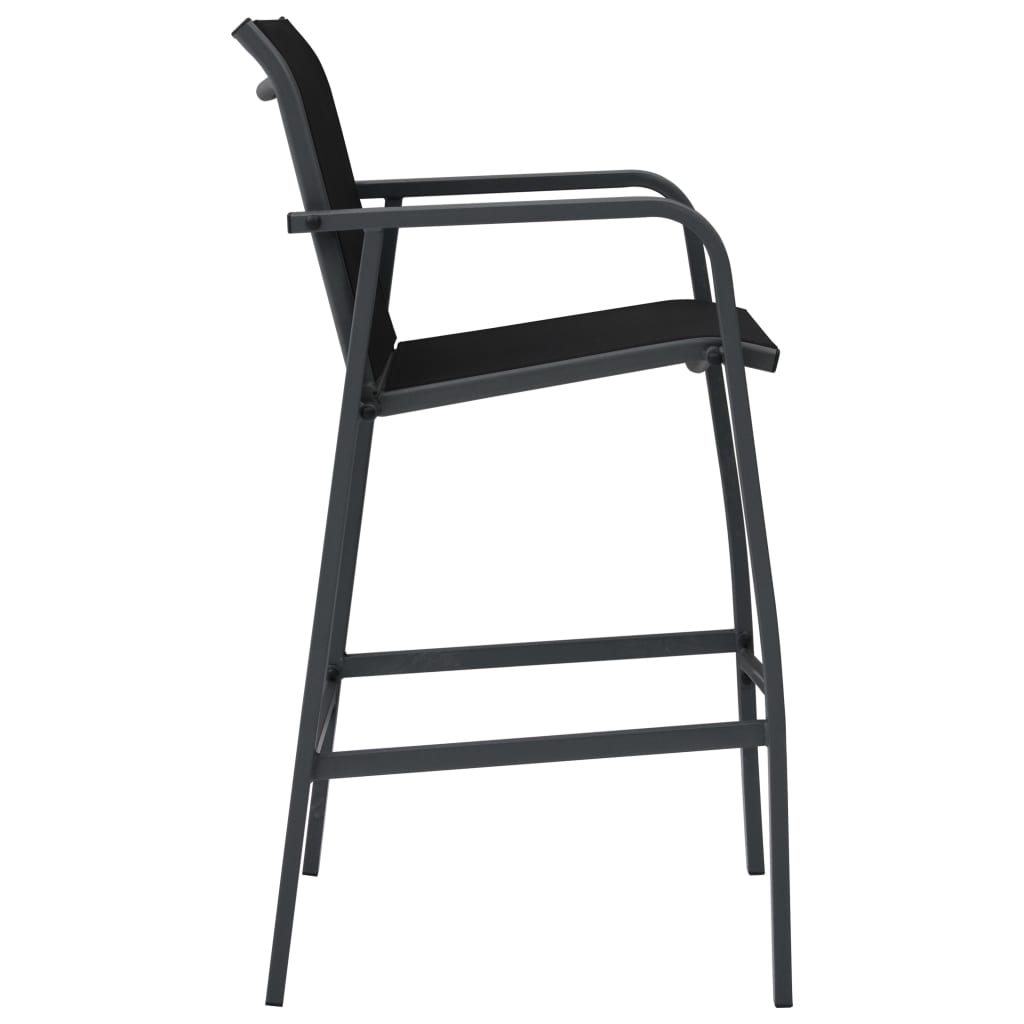 vidaXL Záhradné barové stoličky 2 ks, čierne, textilén