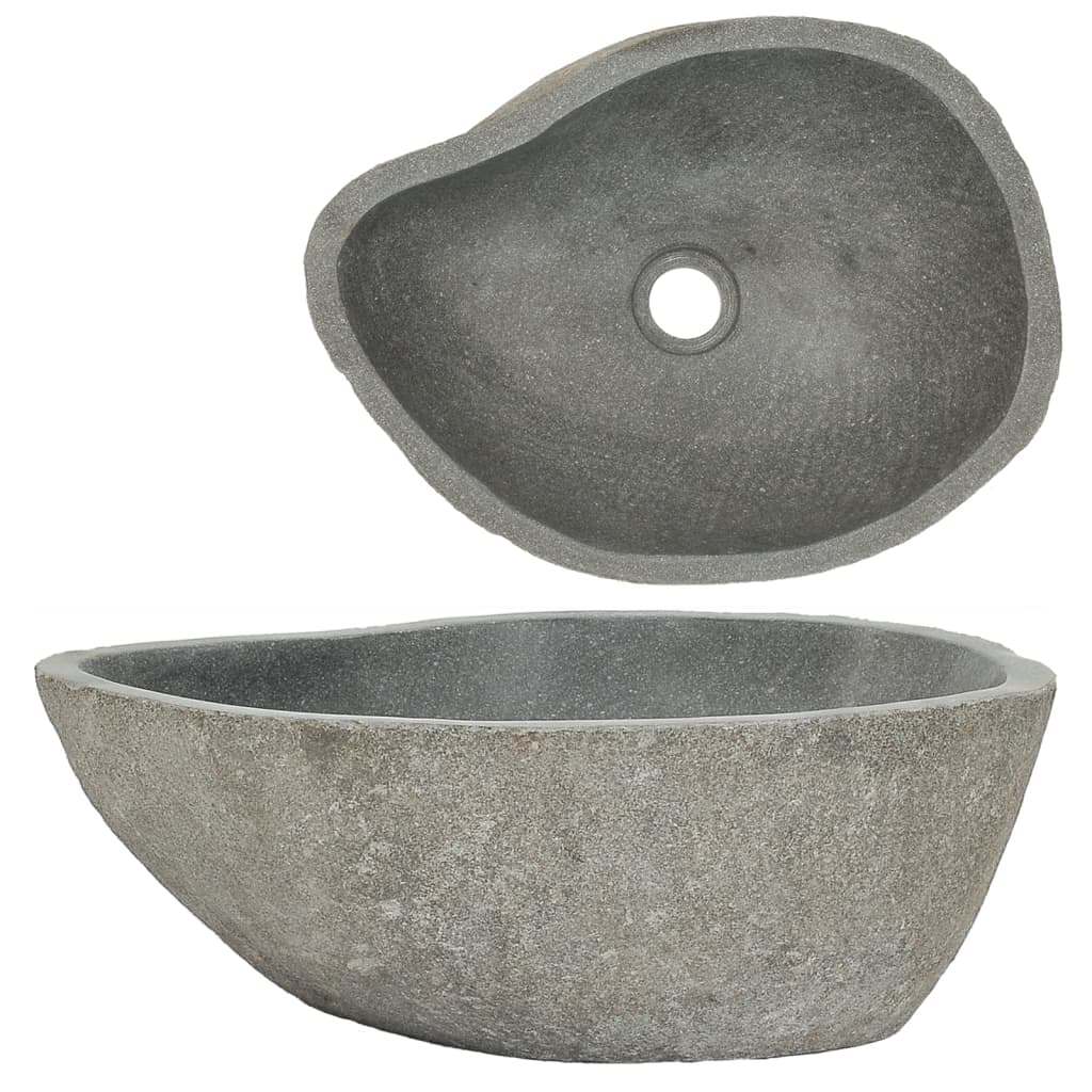 vidaXL Umývadlo, riečny kameň, oválne 37-46 cm