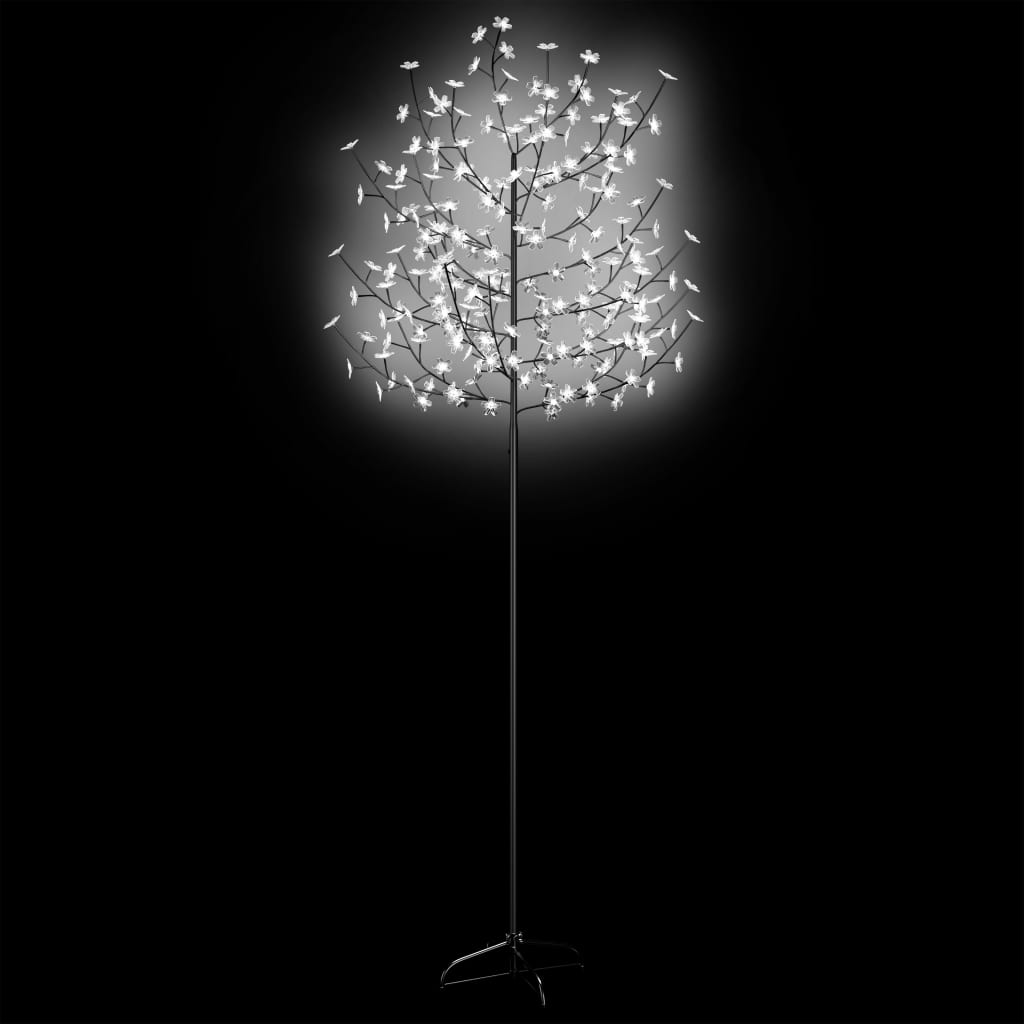 vidaXL Vianočný stromček 220 LED studené biele svetlo kvety čerešne 220 cm