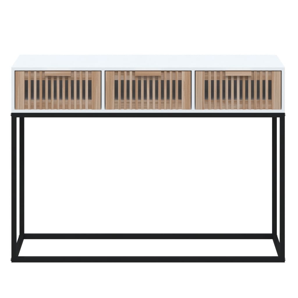vidaXL Konzolový stolík biely 105x30x75 cm kompozitné drevo a železo