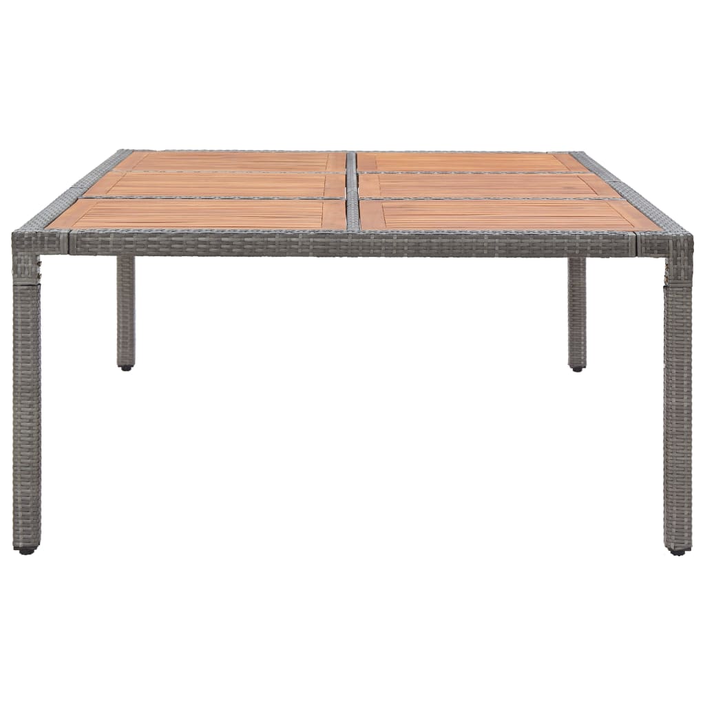 vidaXL Záhradný stôl, sivý 200x150x74 cm, polyratan a akáciové drevo