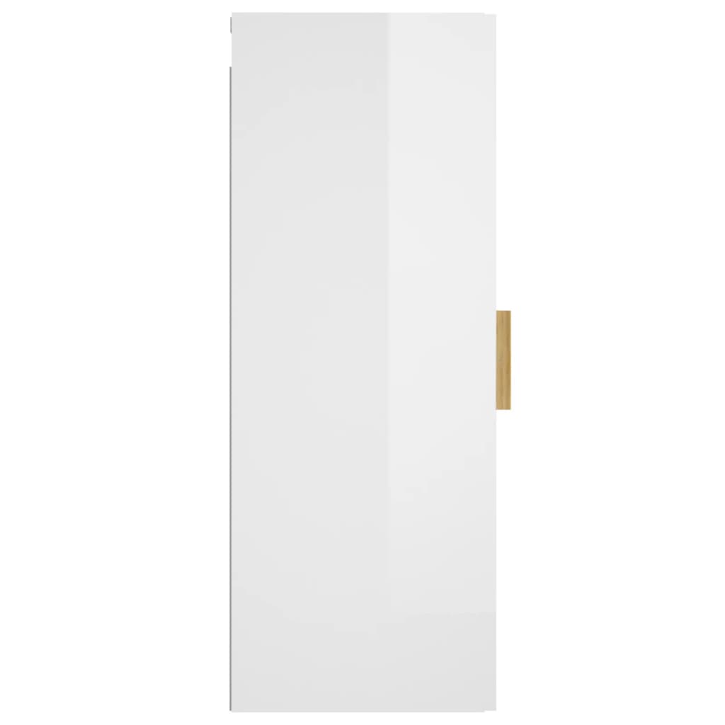 vidaXL Nástenná skrinka lesklá biela 34,5x34x90 cm spracované drevo