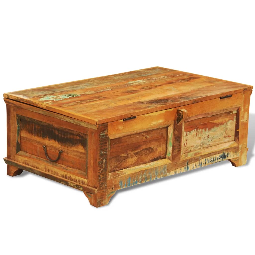 vidaXL Konferenčný stolík, úložný priestor, vintage, recyklované drevo