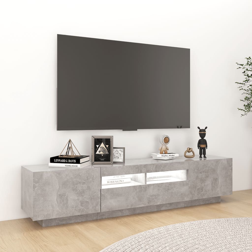 vidaXL TV skrinka s LED svetlami betónovosivá 180x35x40 cm