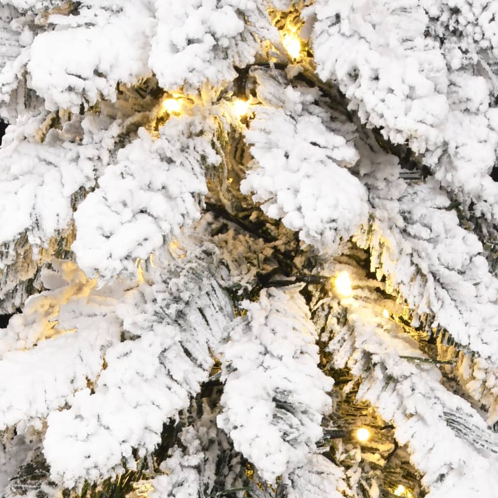 vidaXL Osvetlený umelý vianočný stromček so 130 LED, zasnežený 210 cm