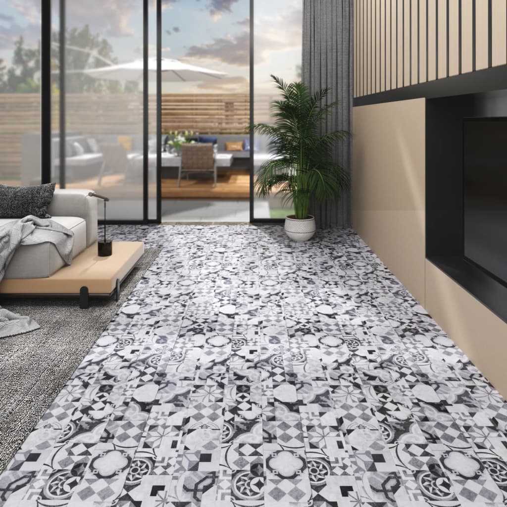 vidaXL Nesamolepiace podlahové dosky, PVC 5,26 m² 2 mm, sivý vzor