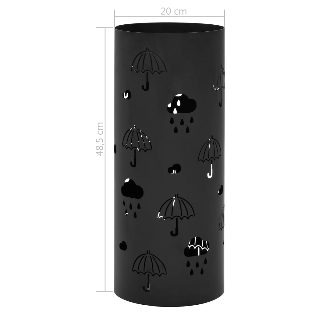 vidaXL Oceľový držiak na dáždniky, motív dáždnikov čierny