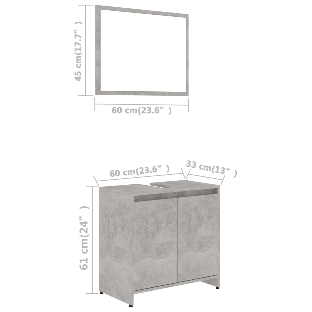 vidaXL Súprava kúpeľňového nábytku, betónovo sivá, kompozitné drevo