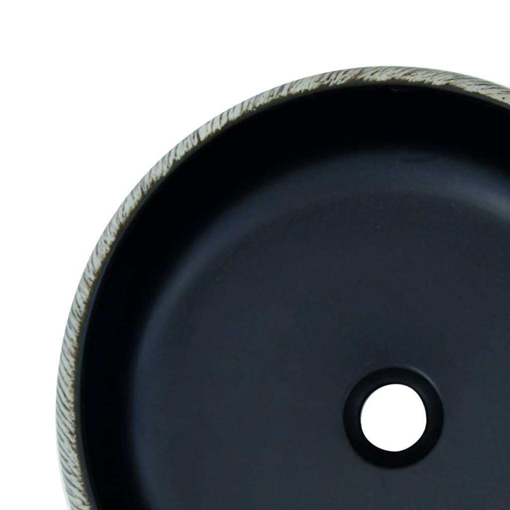 vidaXL Umývadlo na dosku čierno-sivé okrúhle Φ41x14 cm keramické