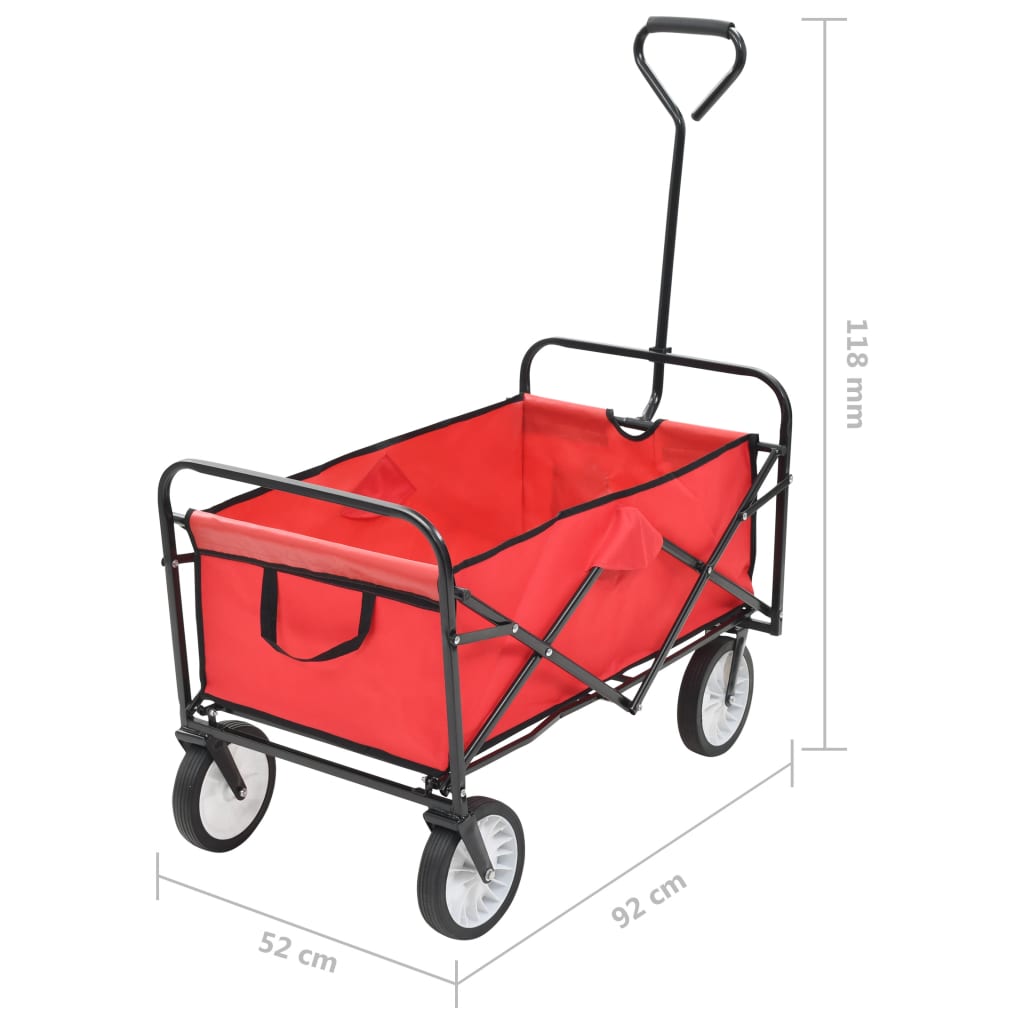 vidaXL Skladací ručný vozík, oceľ, červený