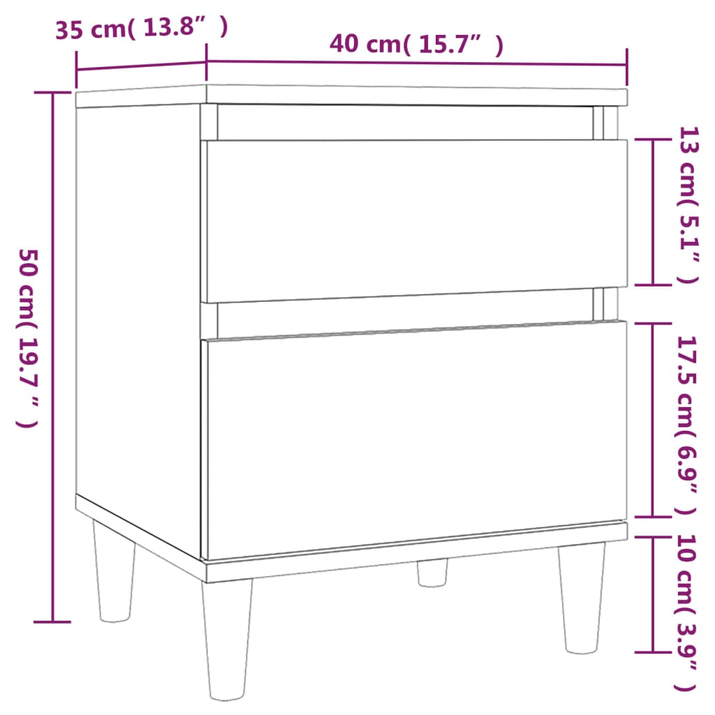 vidaXL Nočné stolíky 2 ks sivý dub sonoma 40x35x50 cm