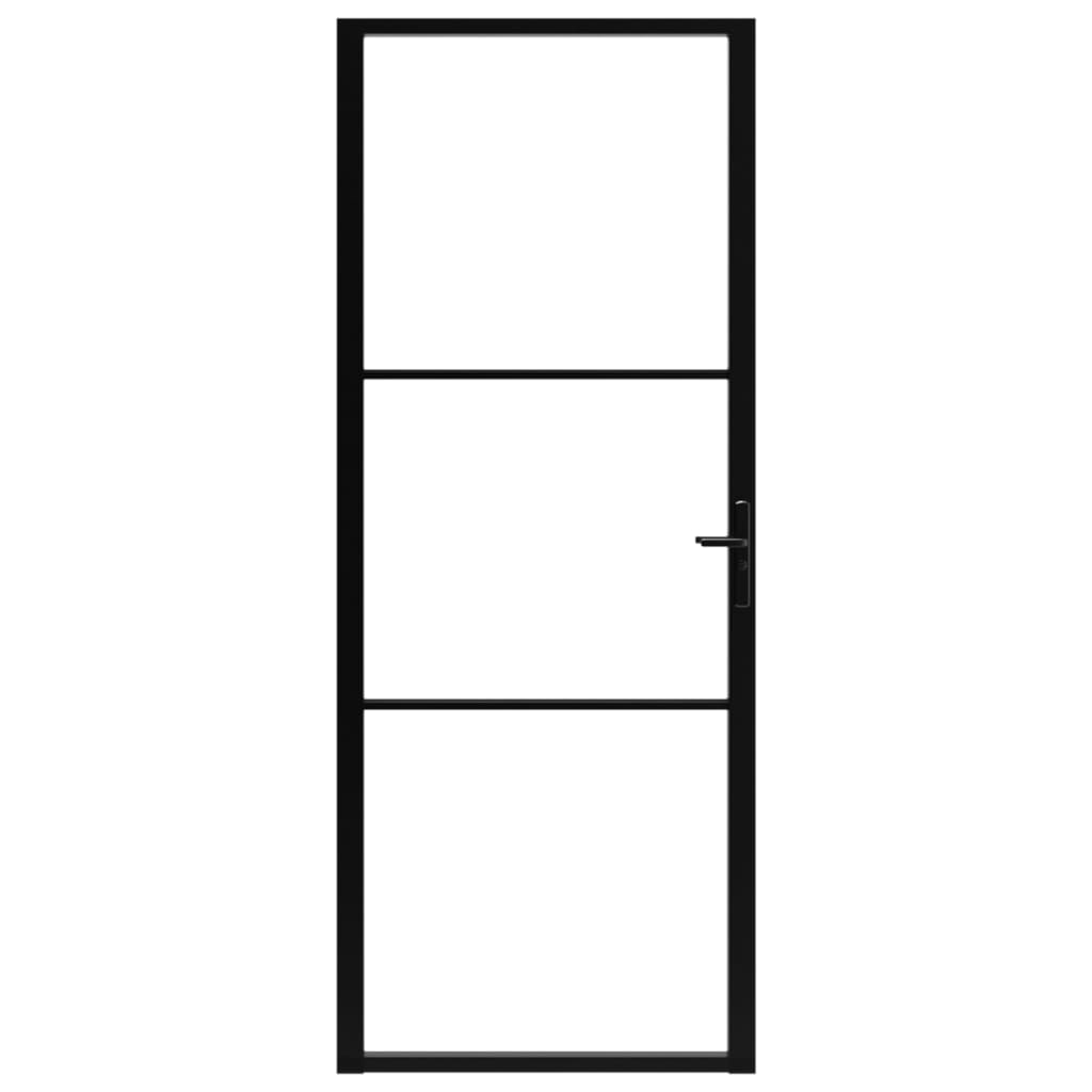 vidaXL Interiérové dvere, ESG sklo a hliník 83x201,5 cm, čierne