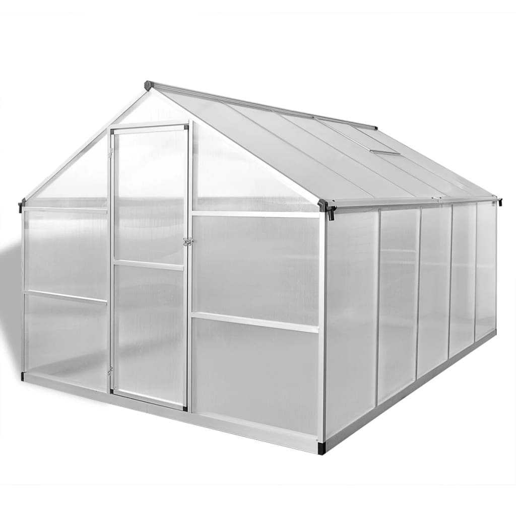 vidaXL Spevnený hliníkový skleník s podkladovým rámom 7,55 m²