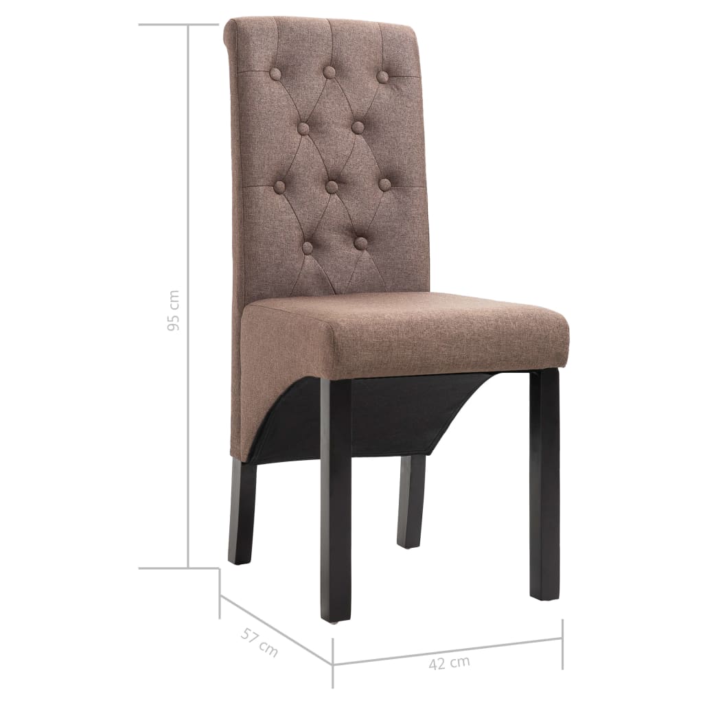 vidaXL Jedálenské stoličky 6 ks hnedé látkové