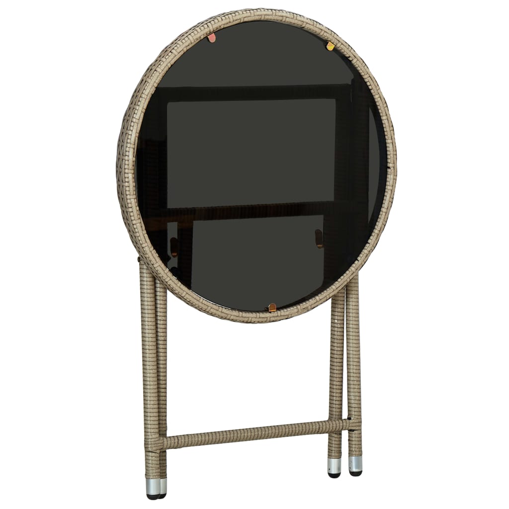 vidaXL Čajový stolík béžový 60 cm polyratan a tvrdené sklo