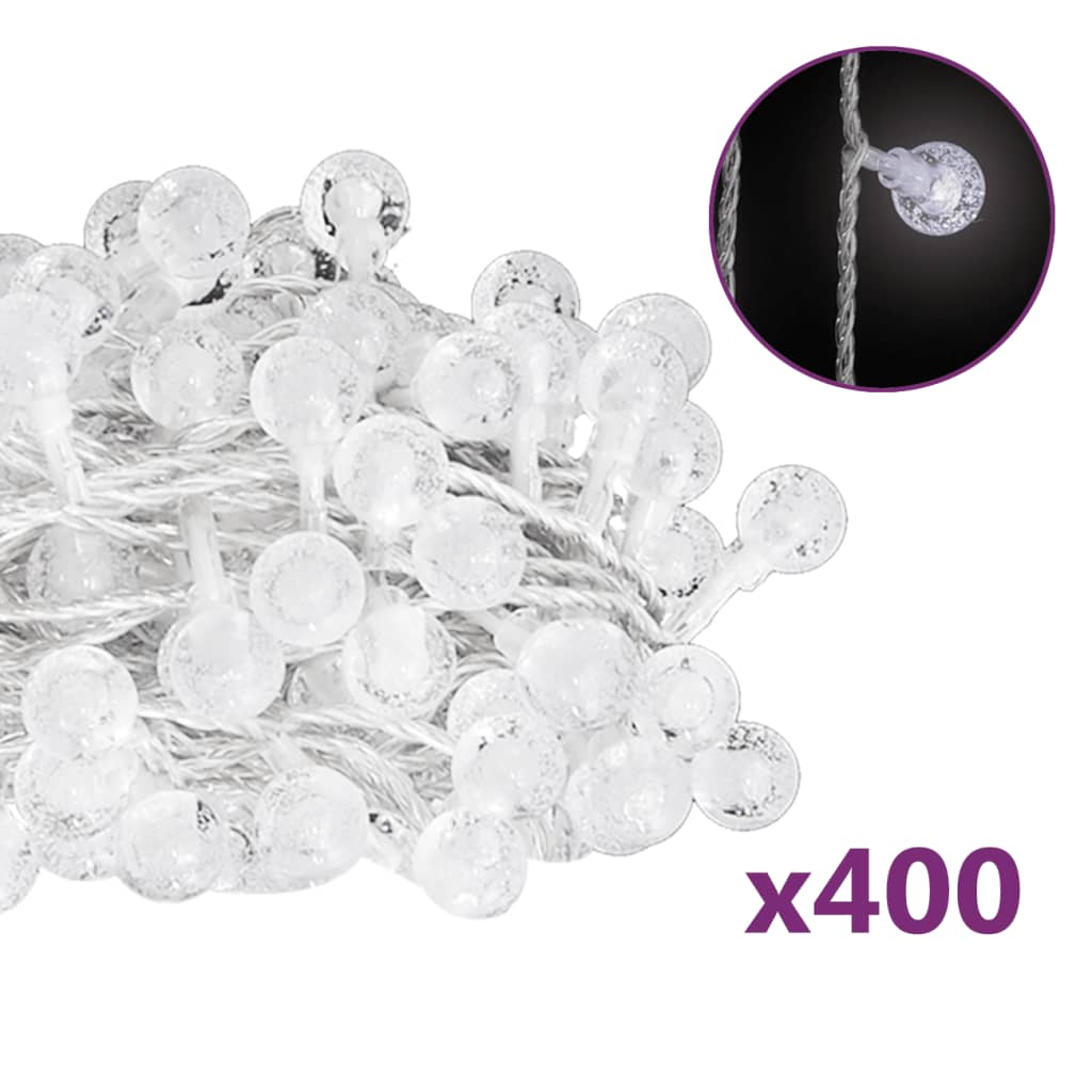 vidaXL Rozprávková svetelná reťaz 40 m 400 LED studená biela 8 funkcií