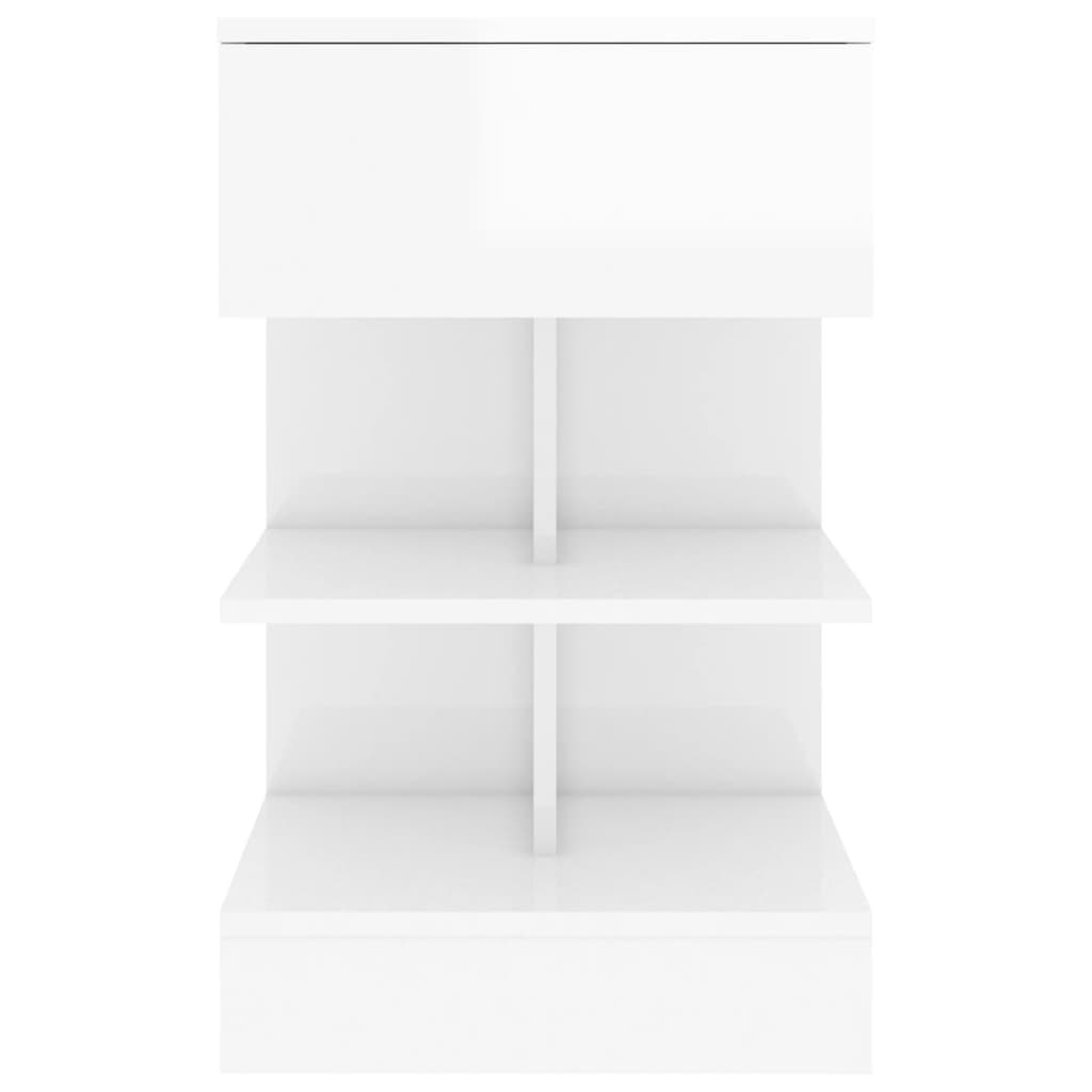 vidaXL Nočný stolík lesklý biely 40x35x65 cm drevotrieska
