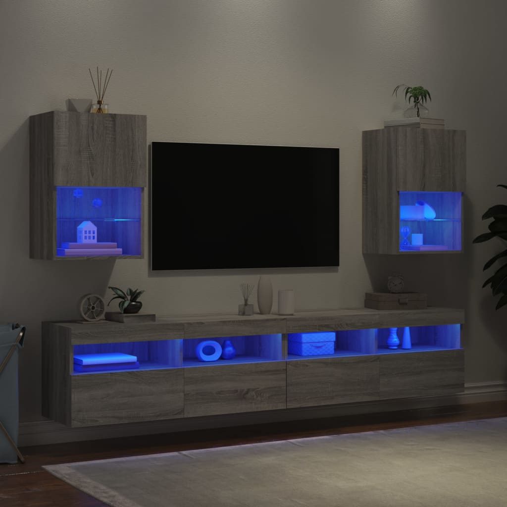 vidaXL TV skrinky s LED svetlami 2 ks sivé sonoma 40,5x30x60 cm