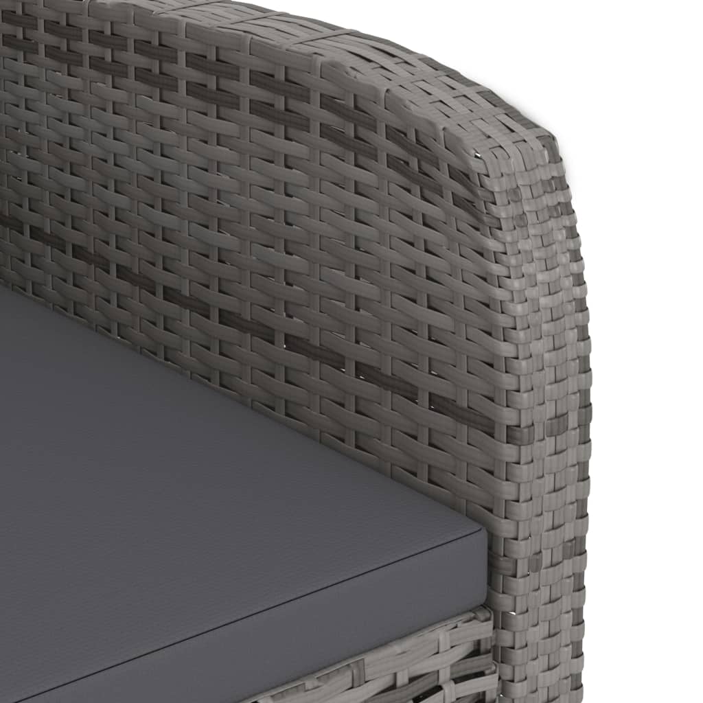 vidaXL 7-dielna vonkajšia jedálenská súprava s vankúšmi polyratan sivá