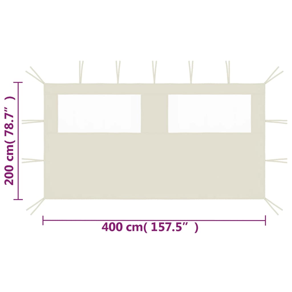 vidaXL Bočná stena altánku s oknami 4x2 m krémová