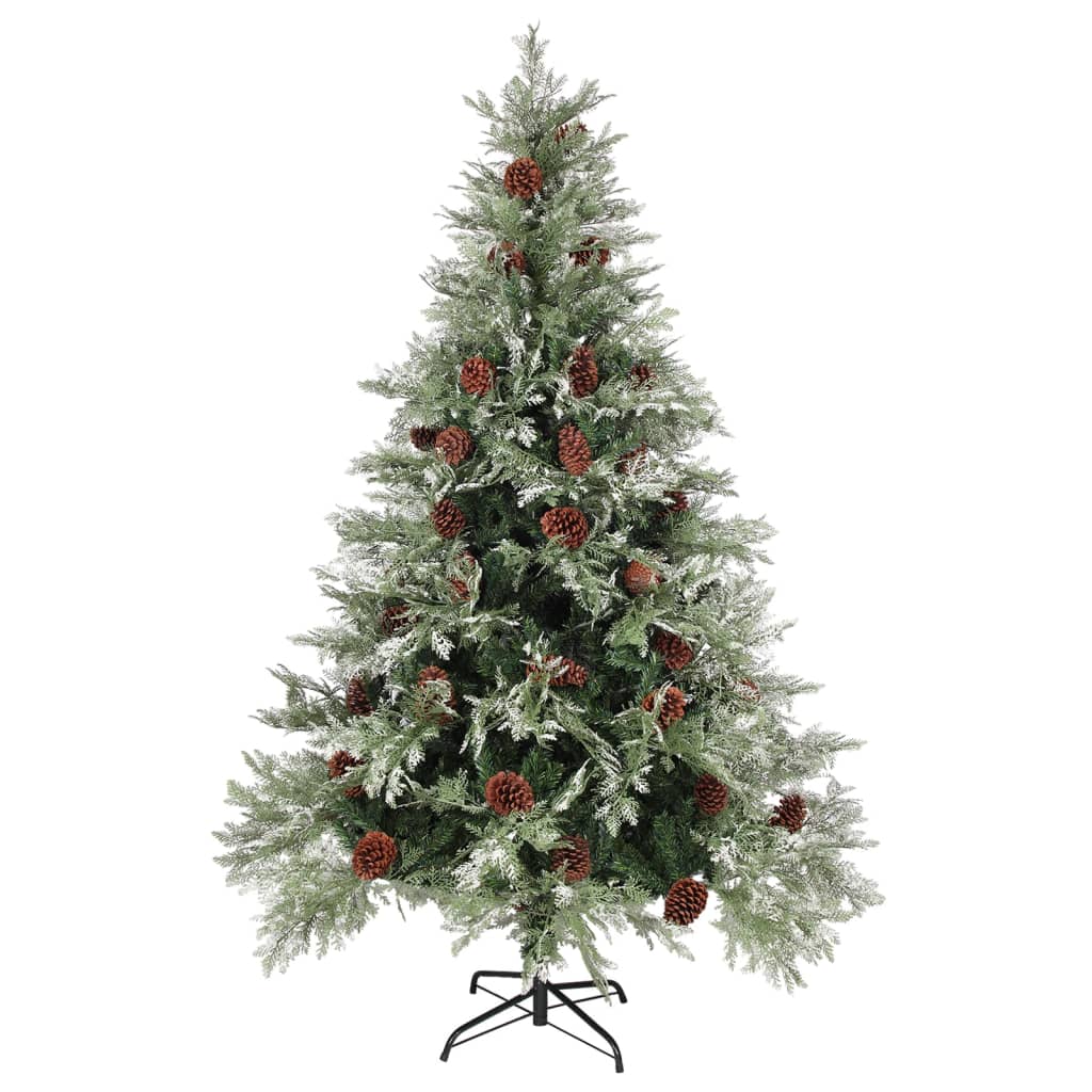 vidaXL Vianočný stromček a borovicové šišky zelený 150 cm PVC a PE