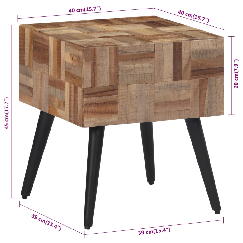 vidaXL Príručný stolík 40x40x45 cm recyklovaný tíkový masív