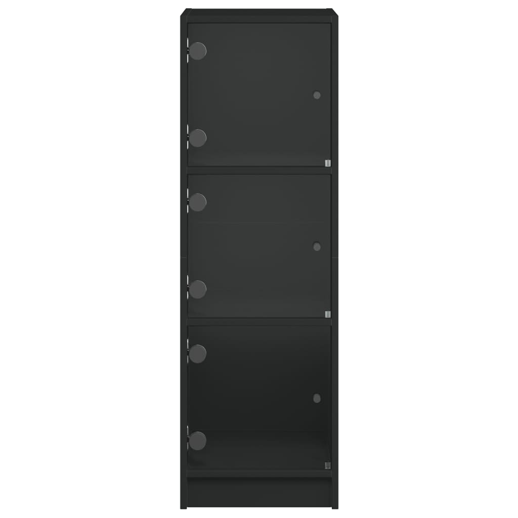 vidaXL Vysoká skrinka so sklenenými dverami čierna 35x37x109 cm