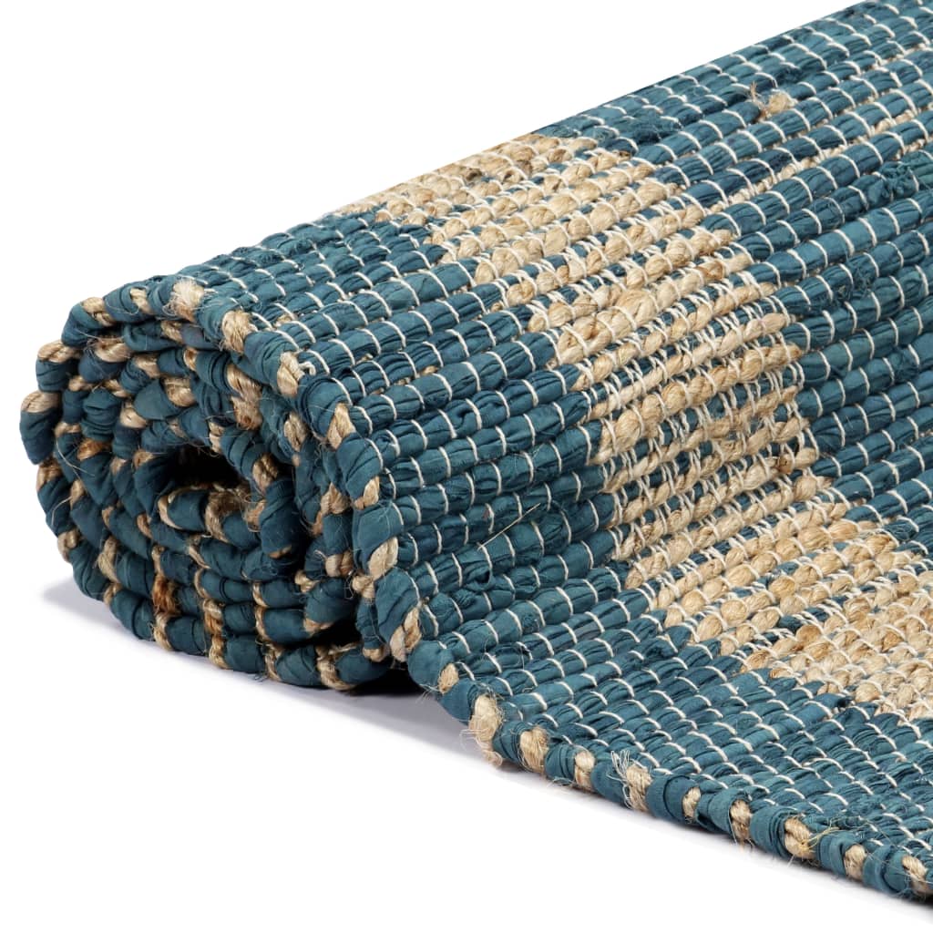 vidaXL Ručne vyrobený jutový koberec modrý 80x160 cm