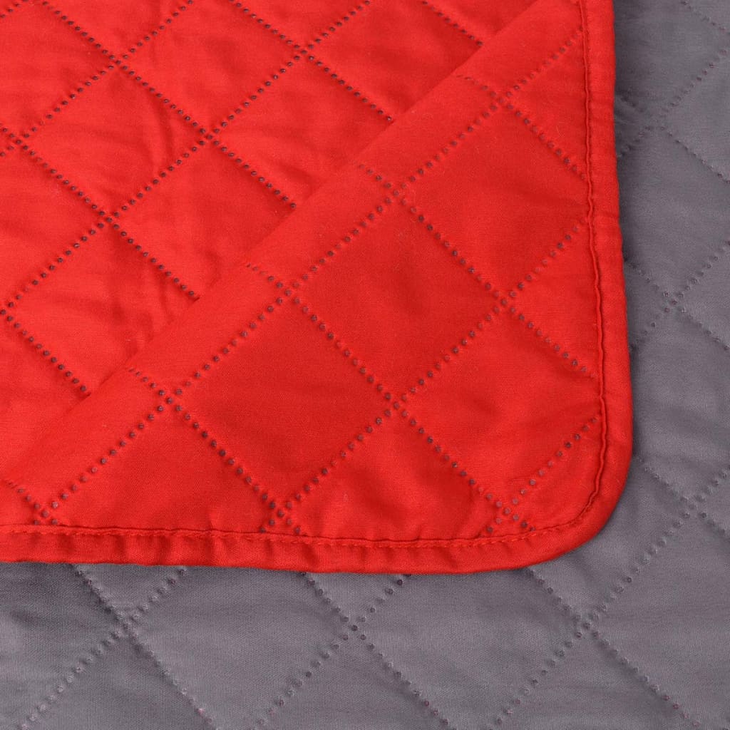 vidaXL Obojstranná posteľná prikrývka, červená a sivá, 220 x 240 cm