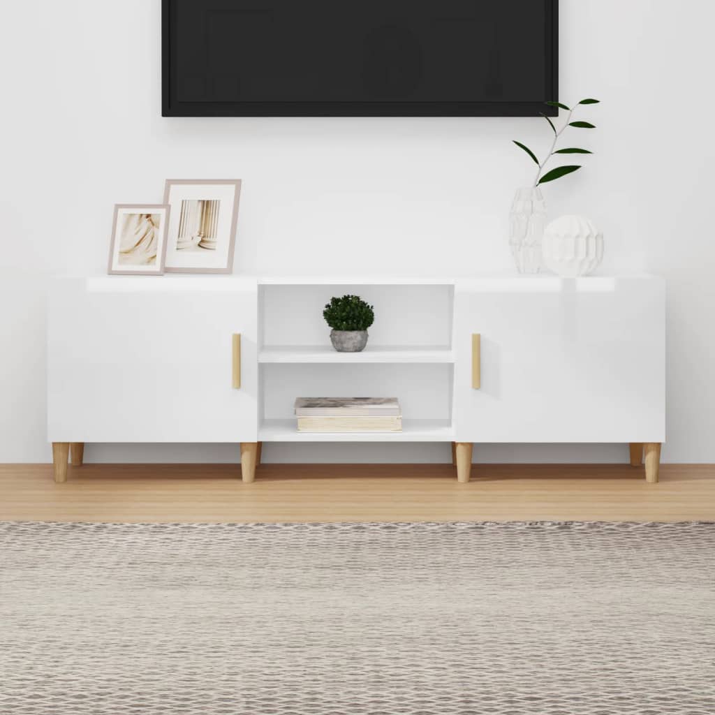 vidaXL TV stolík lesklý biely 150x30x50 cm spracované drevo