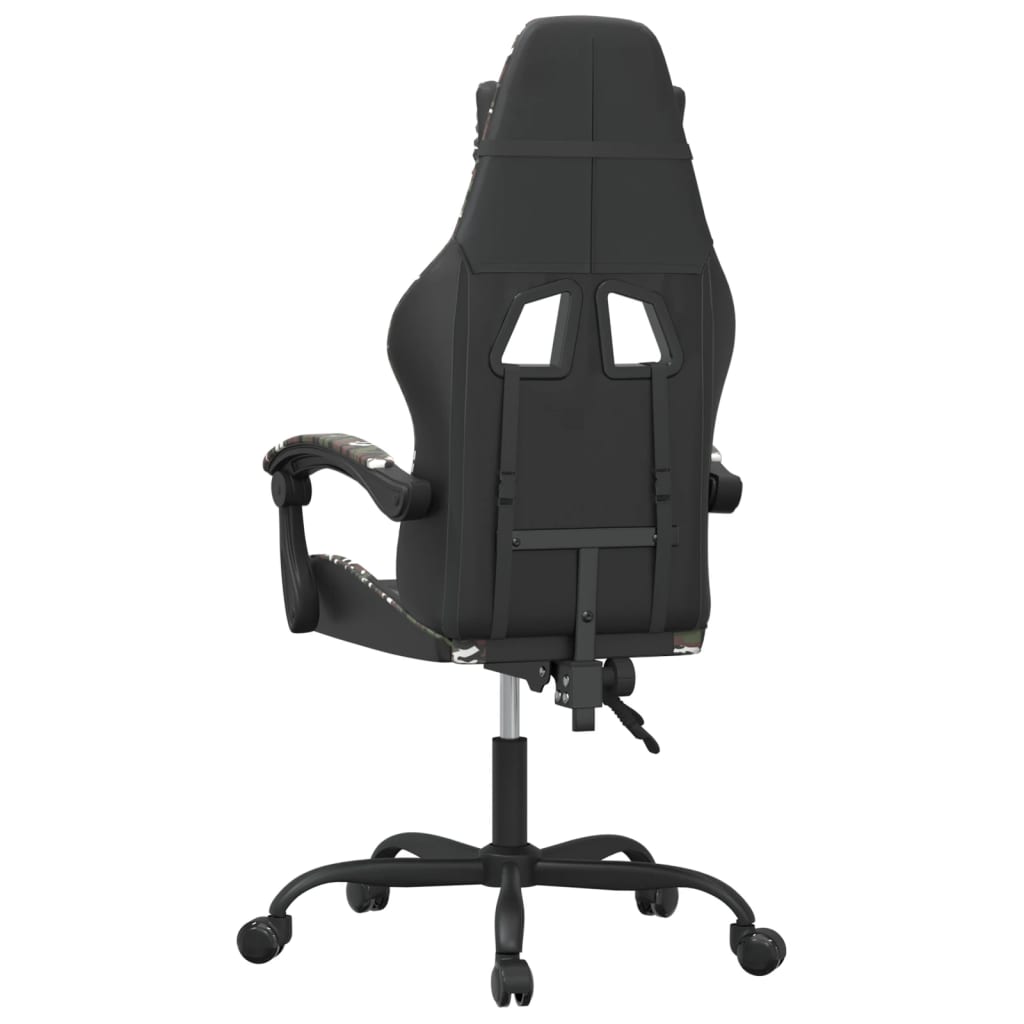 vidaXL Otočná herná stolička čierna a maskáčová umelá koža
