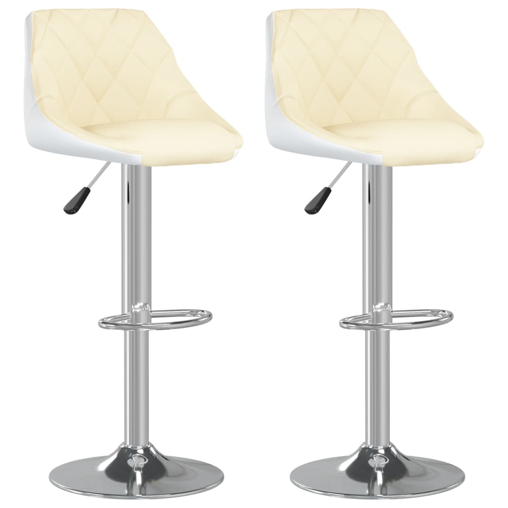 vidaXL Barové stoličky 2 ks krémové a biele umelá koža