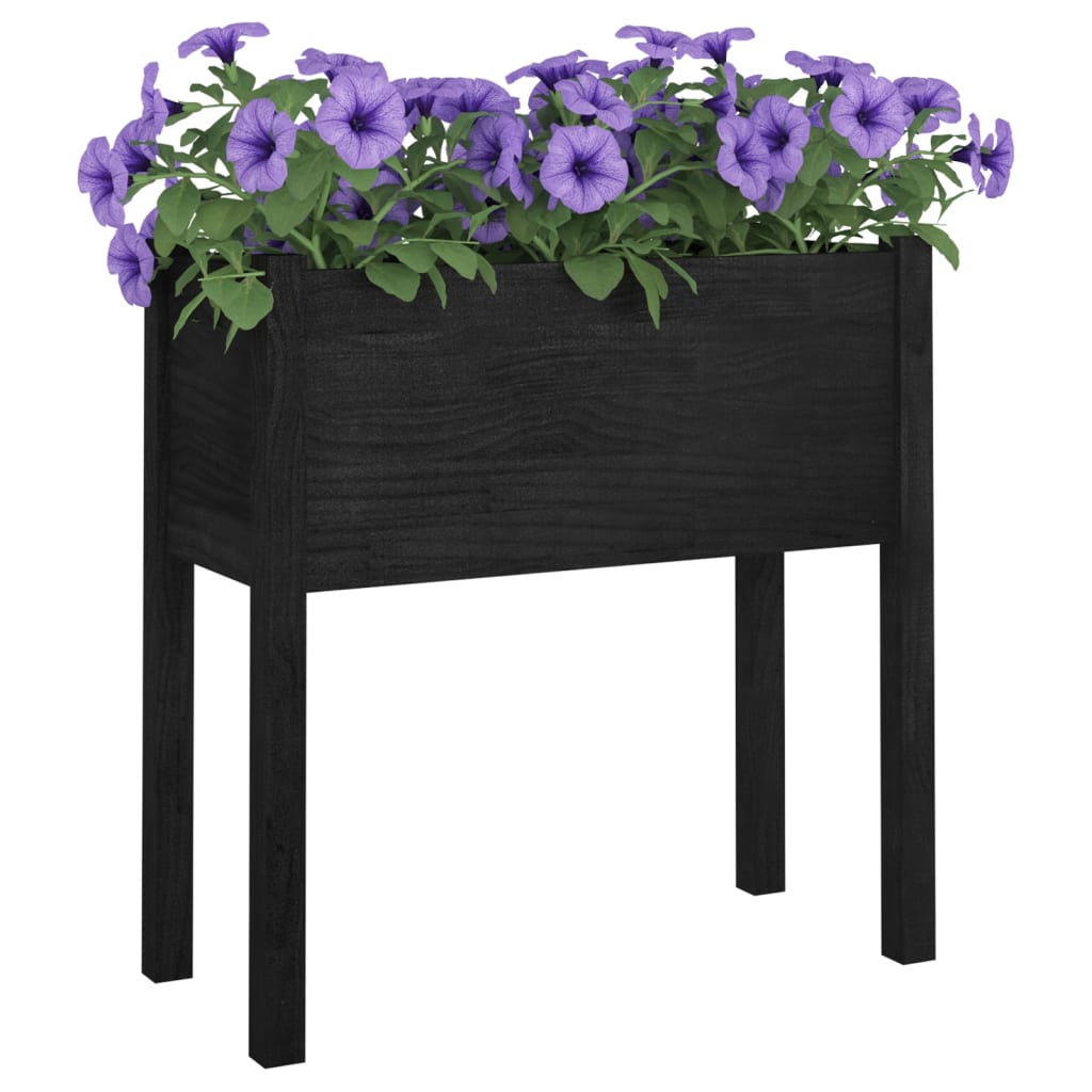 vidaXL Záhradné kvetináče 2 ks čierne 70x31x70 cm borovicový masív