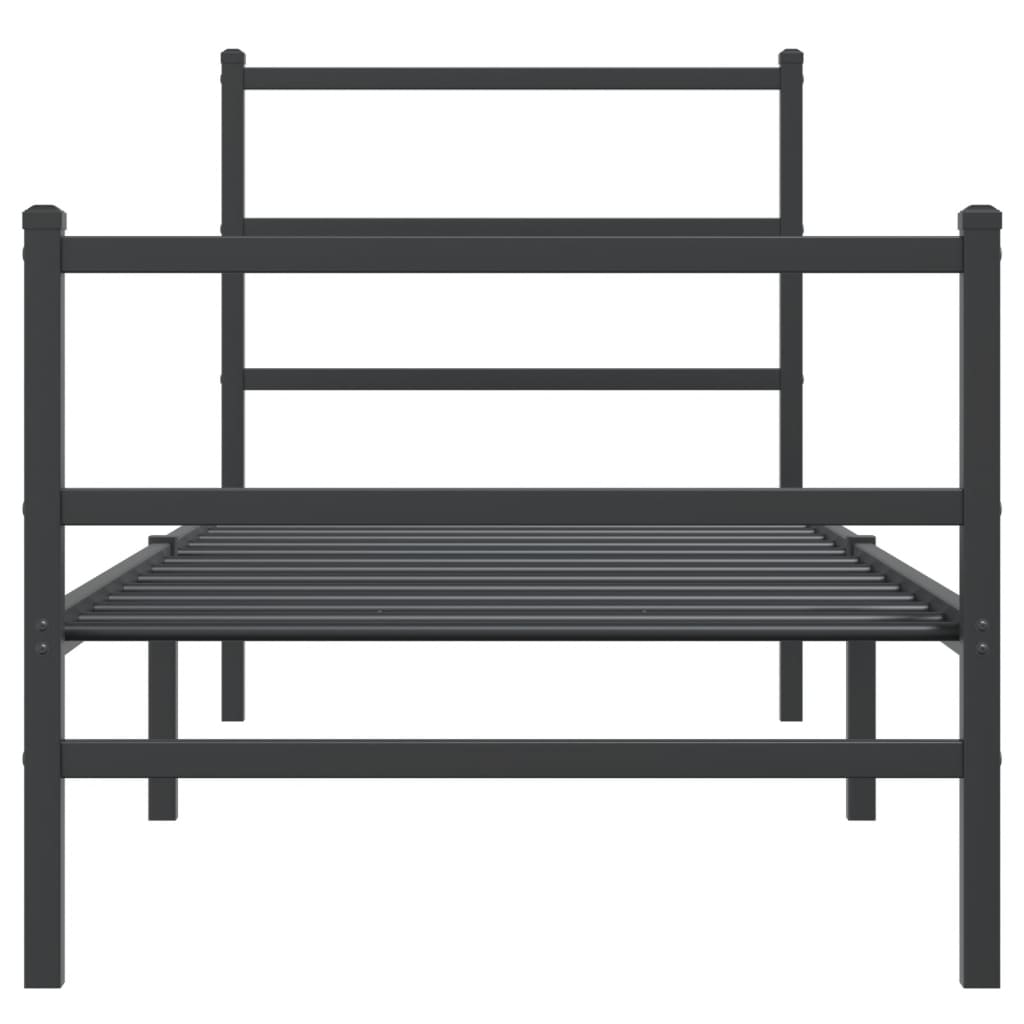 vidaXL Kovový rám postele so zadným a predným čelom čierny 75x190 cm