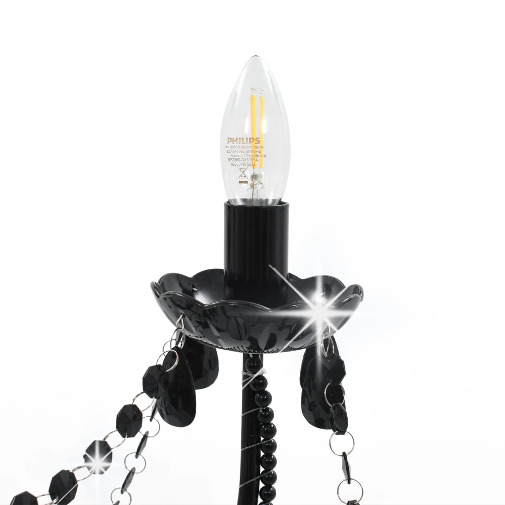 vidaXL Luster s korálkami čierny 8 x E14 žiaroviek