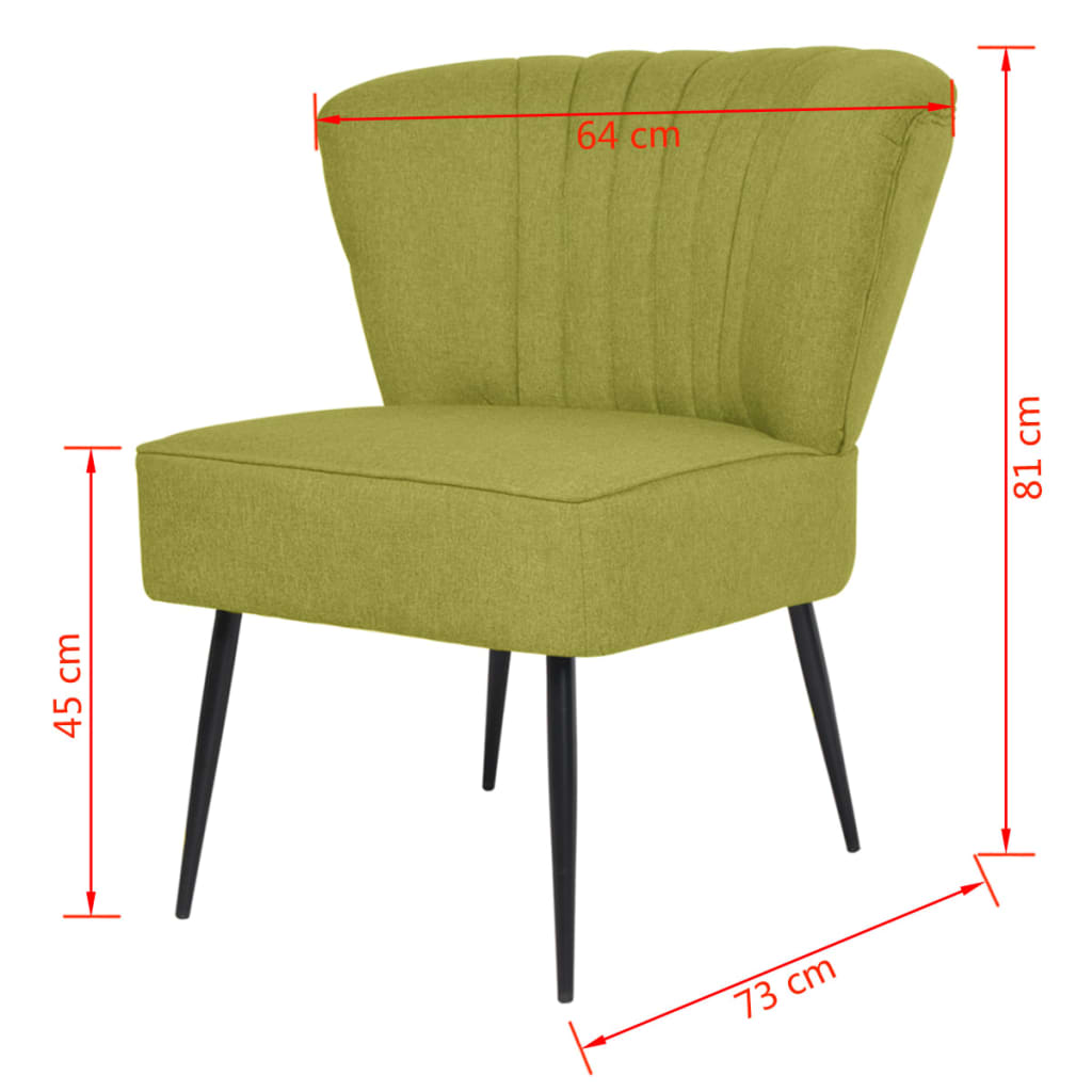 vidaXL Kokteilová stolička, zelená, látka