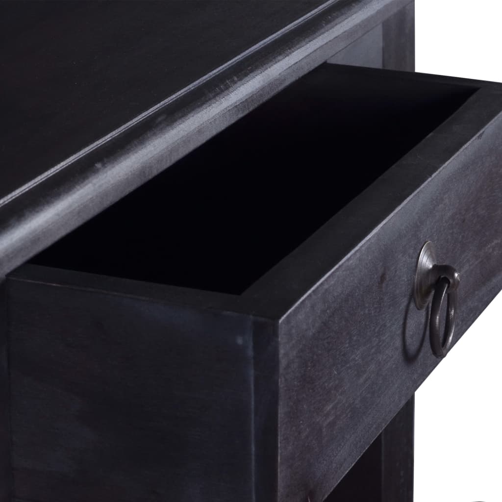 vidaXL Konzolový stolík so zásuvkou čierny 60x30x75 cm masívny mahagón