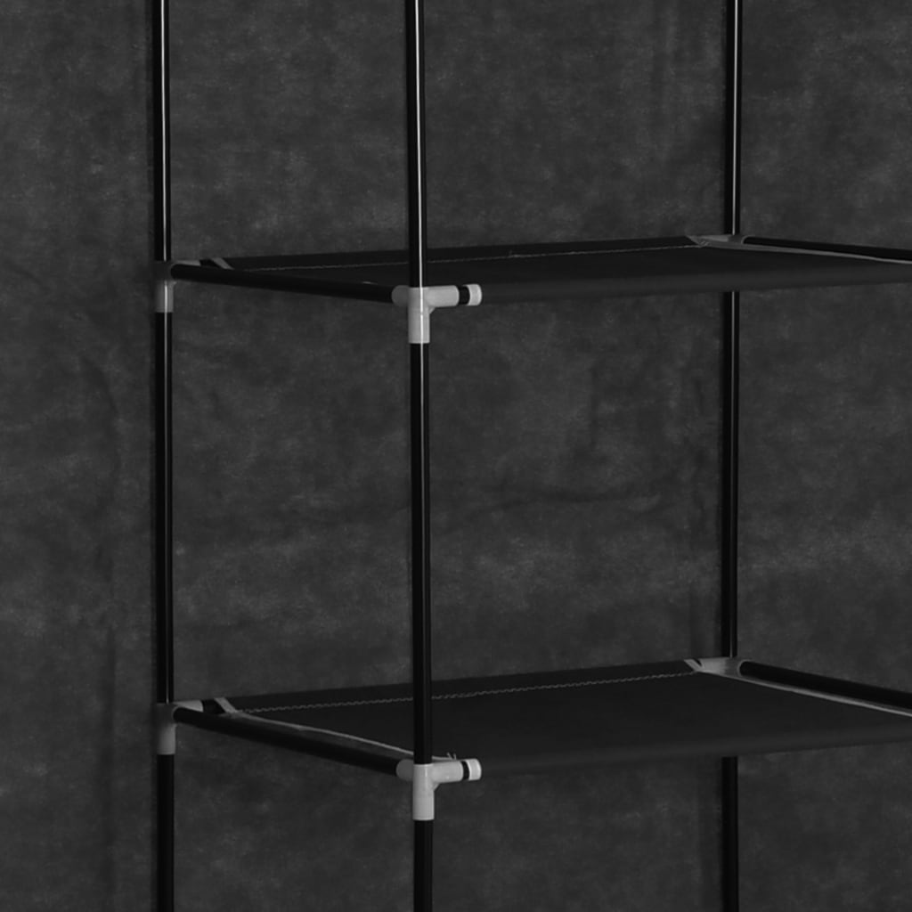 vidaXL Šatník s priehradkami a tyčami čierny látkový 150x45x175 cm