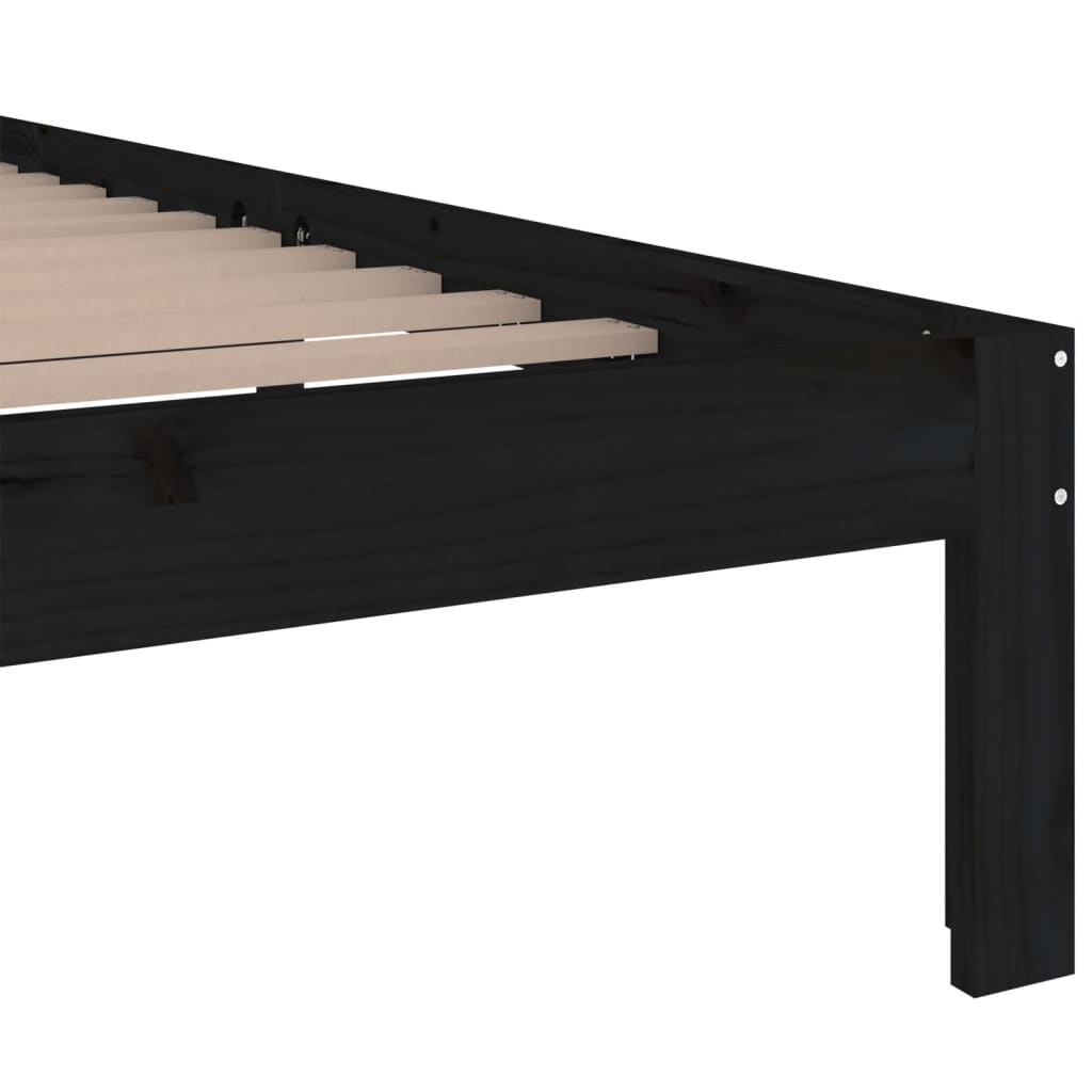 vidaXL Rám postele čierny masívne drevo 140x190 cm