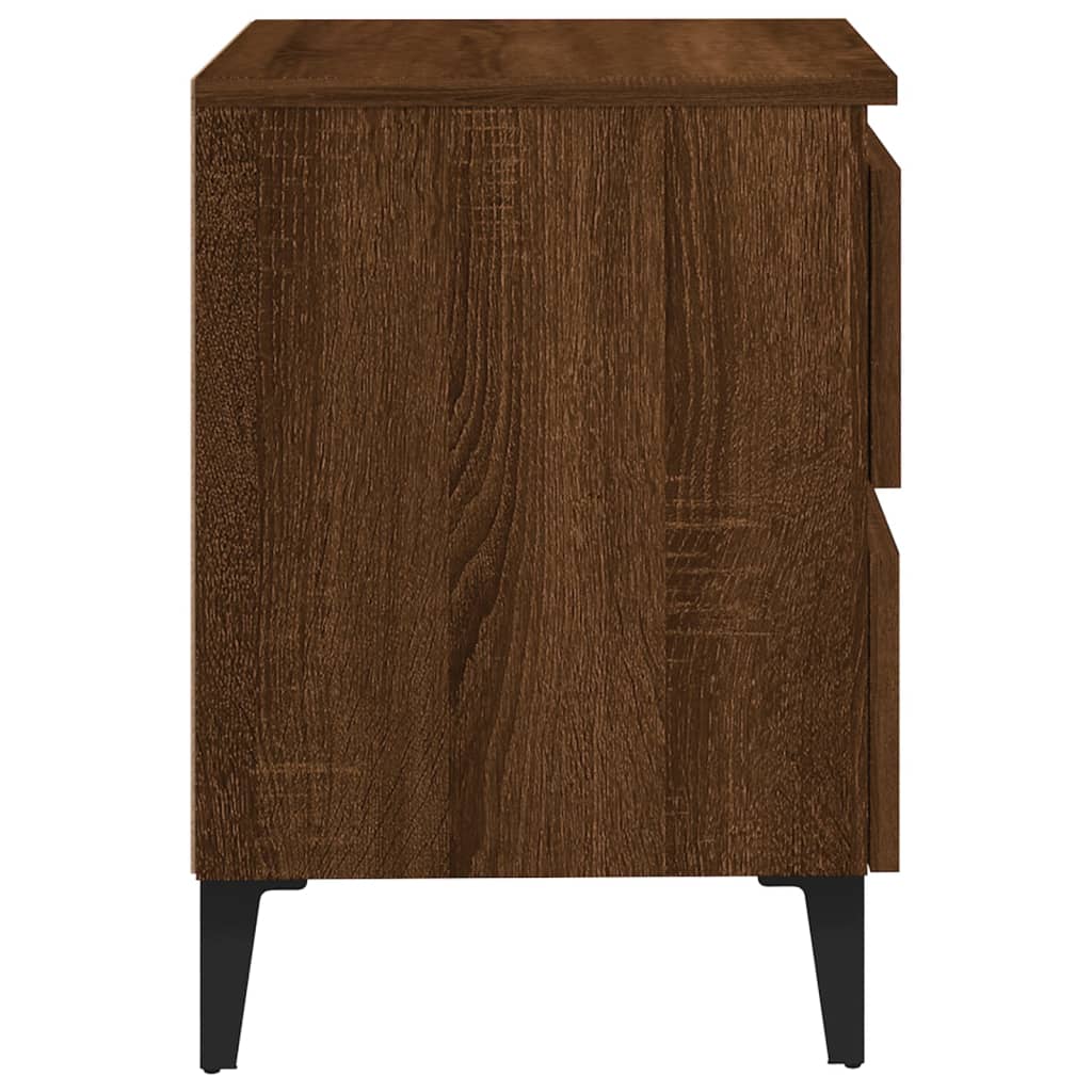 vidaXL Nočný stolík s kovovými nohami hnedý dub 40x35x50 cm